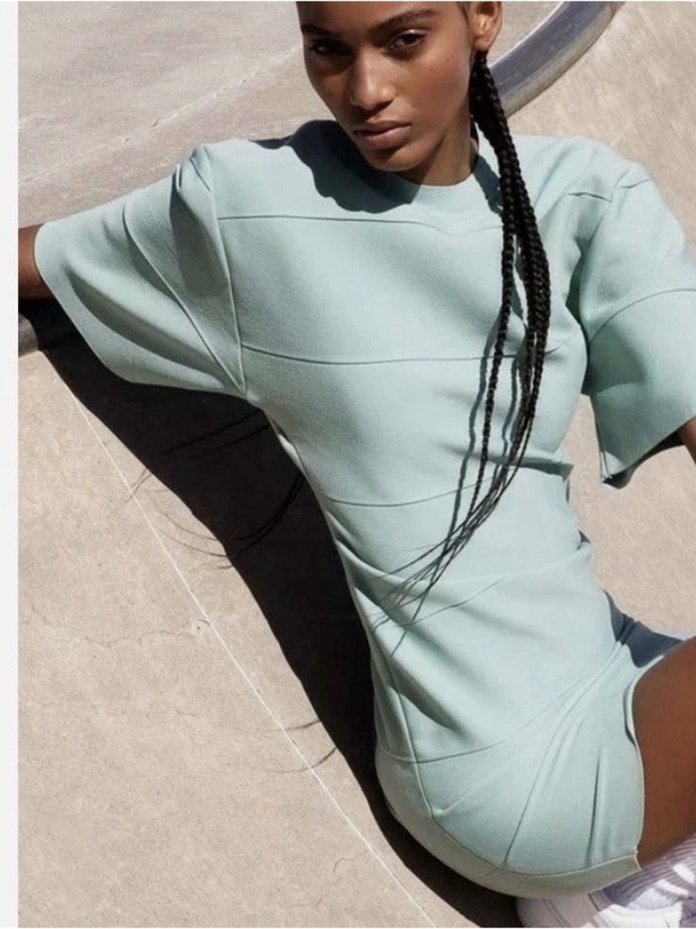 Herve by Herve Leger Mint Green Short Sleeve T-Shirt Dress